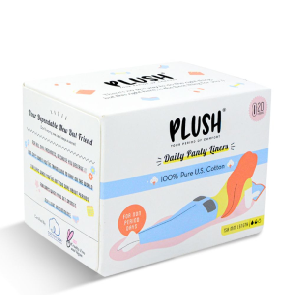 Plush 100% U.S. Cotton Daily Panty Liners, 20 pcs